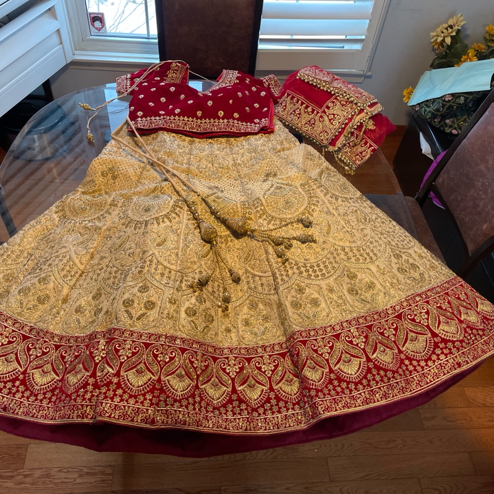 Red and Gold Embroidered Lehenga Choli